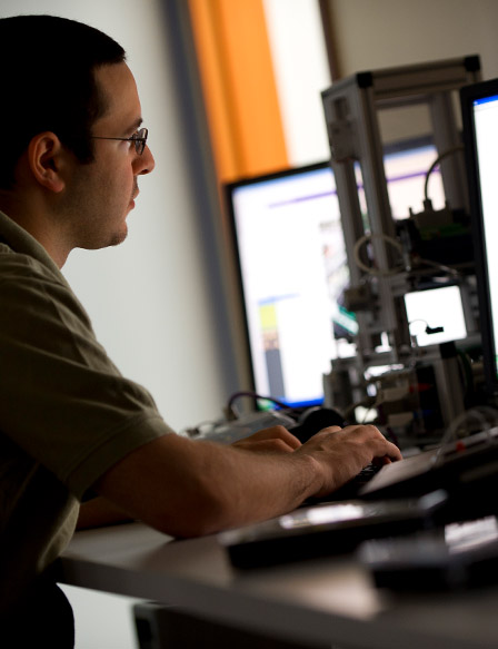 Student working in engineering lab