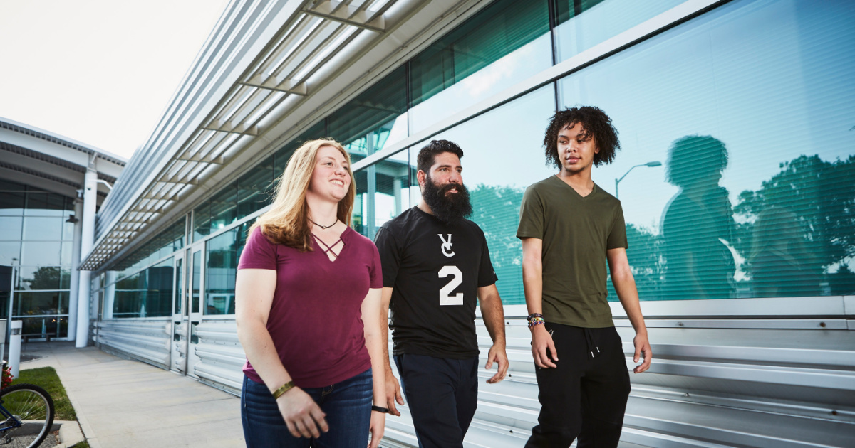 Students walking on Vaughn College campus