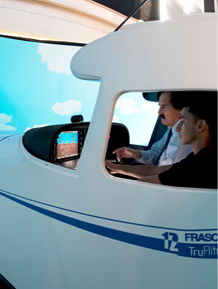 Vaughn's flight simulator is one example of experiential learning at the College